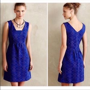 MAEVE Anthropologie Averie purple textured cotton blend sleeveless sheath dress